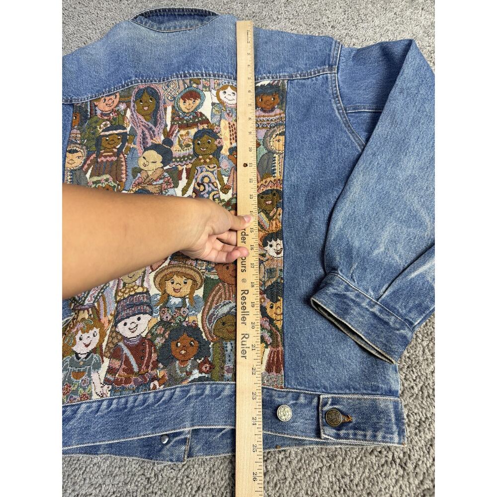Vintage Nadia Jacket Womens M Blue Denim Teacher Children Tapestry RARE USA - Picture 6 of 10
